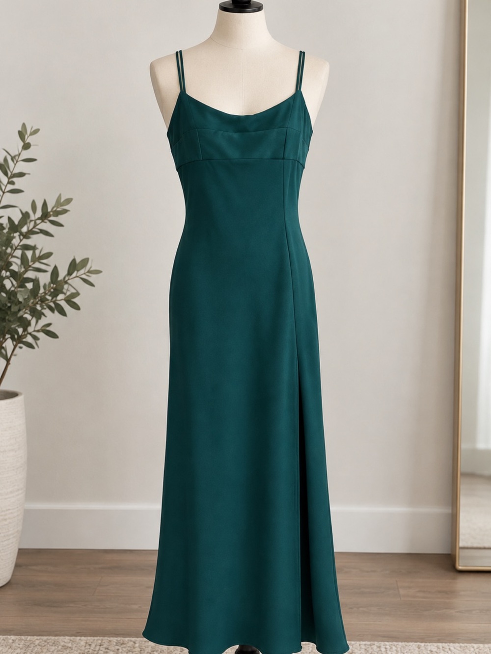 Beautiful Teal Satin Maxi Slip Dress 💚